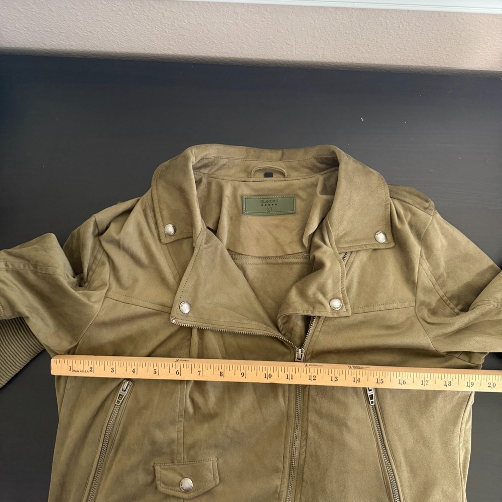 BLANKNYC Moto Jacket Women's Large Smokey Sage Asymmetrical Zip Retro Biker‎ - Picture 10 of 13